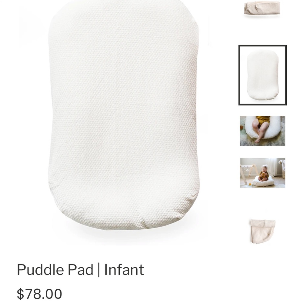 Snuggle me organic in natural and puddle paddle.
